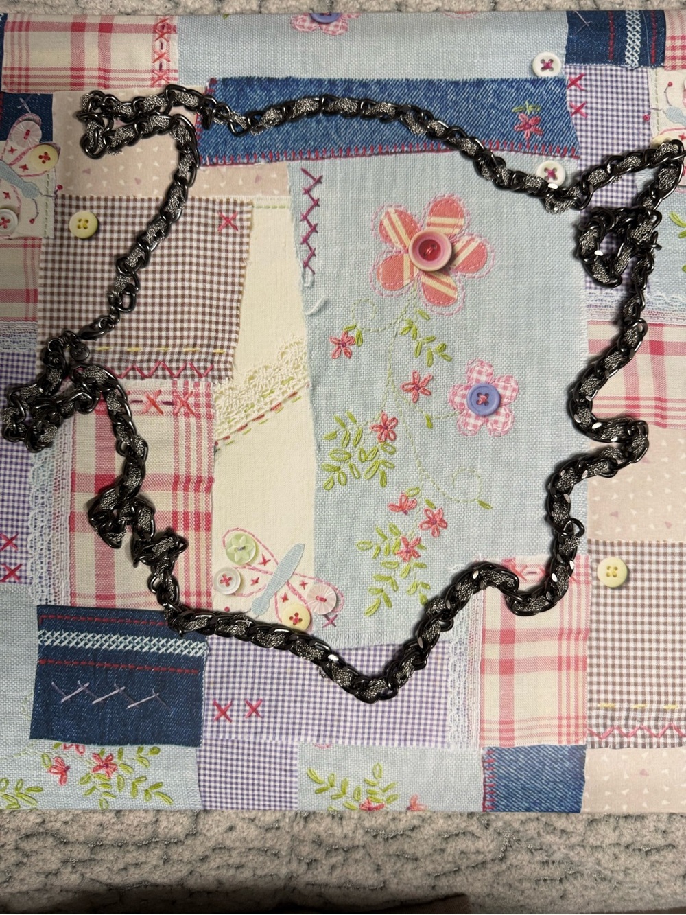 LOFT Black Metal Link Chain Necklace Lobster Clasp